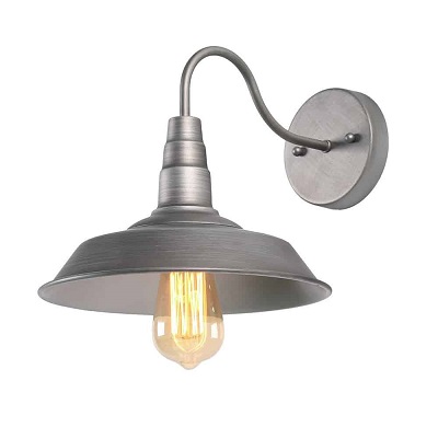 Farmhouse Wall Sconce, 1-Light Wall Lamp Bedside Light Fixtures in Hand-Polish Nickel Finish
