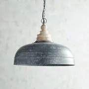 galvanized & wooden bell pendant light