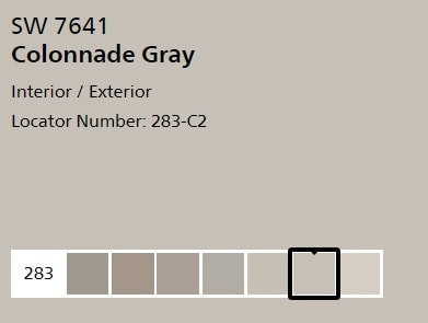 Sherwin Williams Colonnade Gray digital paint color chip