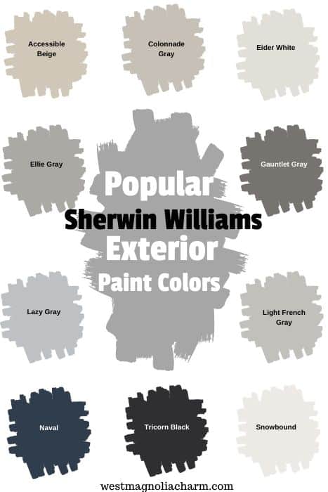 Popular Exterior Sherwin Williams Paint Colors pinterest graphic