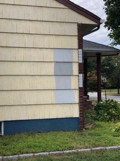 gray paint swatches on exterior