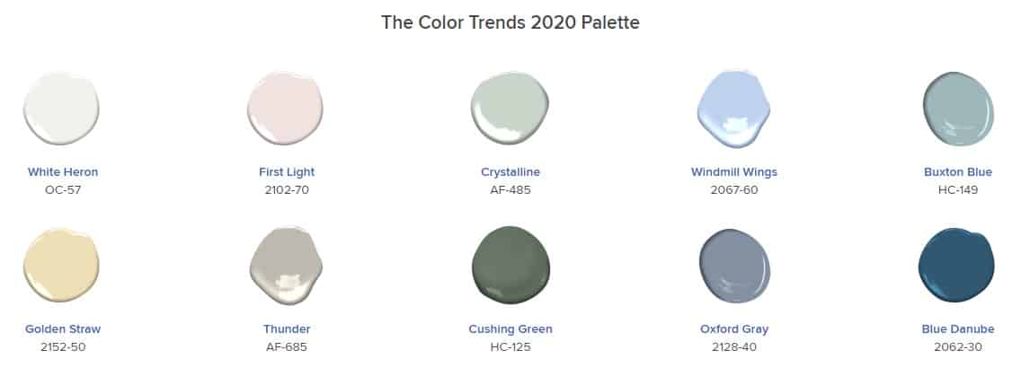 BM the color trends 2020 palette