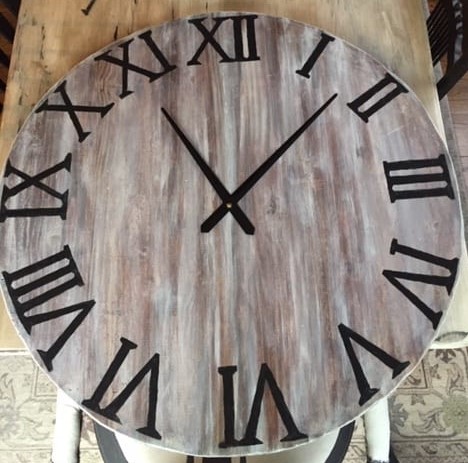 DIY Oversized Wall Clock with roman numerals