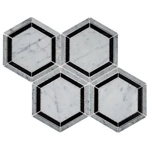 Natural Stone Mosaic Tile in Marble Black and White