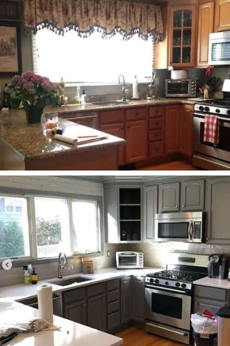 Gray Kitchen Cabinet Before & After 
