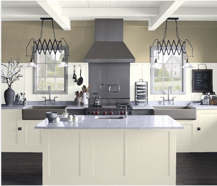 painted Edgecomb Gray Kitchen Cabinets
