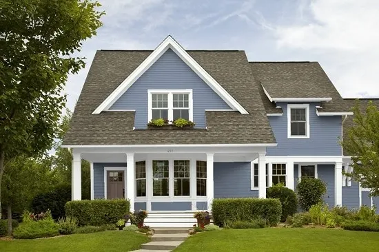 Dusty Teal Blue  Exterior house colors, Light teal paint, Grey