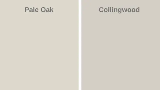 Pale Oak vs Collingwood swatches