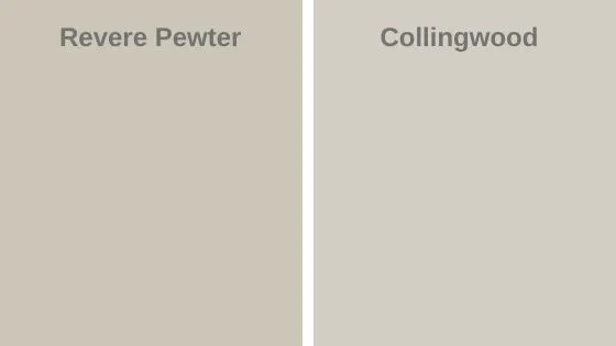 Revere Pewter vs Collingwood swatches