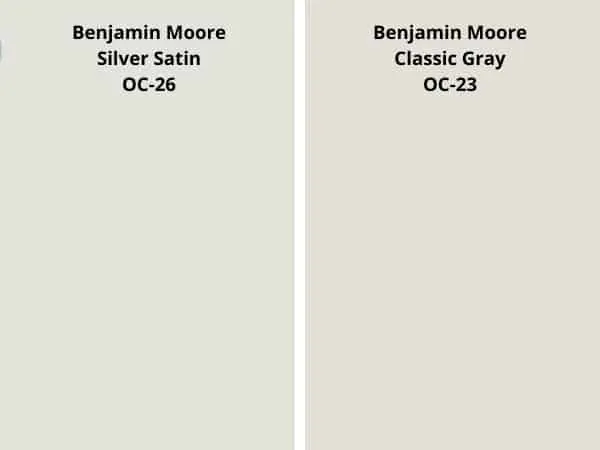 BENJAMIN MOORE SILVER SATIN VS CLASSIC GRAY Graphic