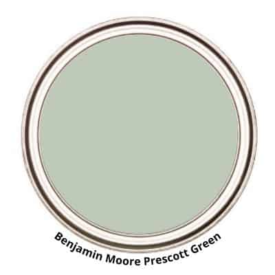 BM Prescott Green paint can swatch