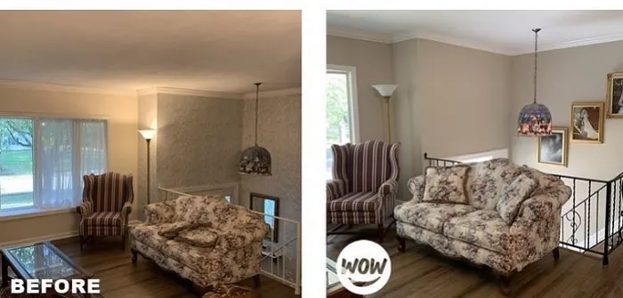 Before and after- painted mushroom walls