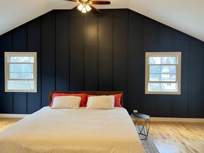 Hale Navy Accent Wall in bedroom