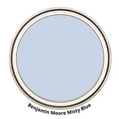 Benjamin Moore Misty Blue paint can swatch