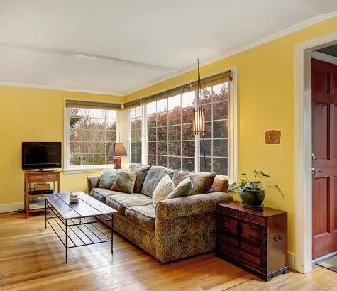 painted yellow living room walls