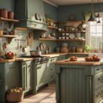 green Farmhouse kitchen cabinets