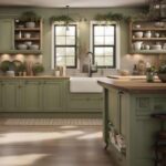 sage green Farmhouse kitchen cabinets