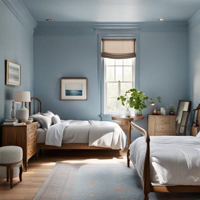 Blue gray bedroom walls