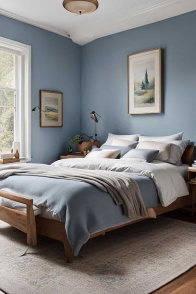 dusty blue bedroom walls