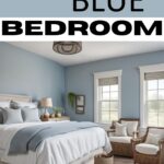 dusty blue gray painted bedroom walls graphic