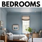 dusty blue gray painted bedroom walls