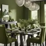 Olive Green Color Drench dining room