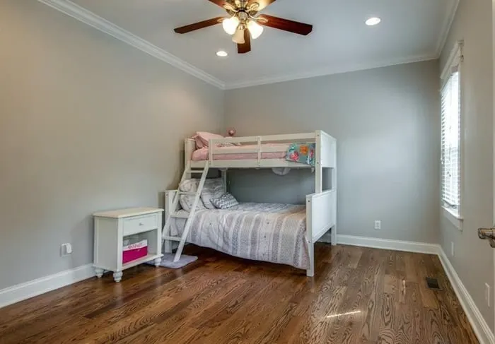agreeable Gray painted bedroom with bunk bed
