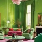 pink and green Color Drench room