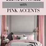 gray bedroom walls and pink accents
