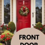 house with red front door pintrest graphic