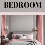 gray and pink bedroom - graphic