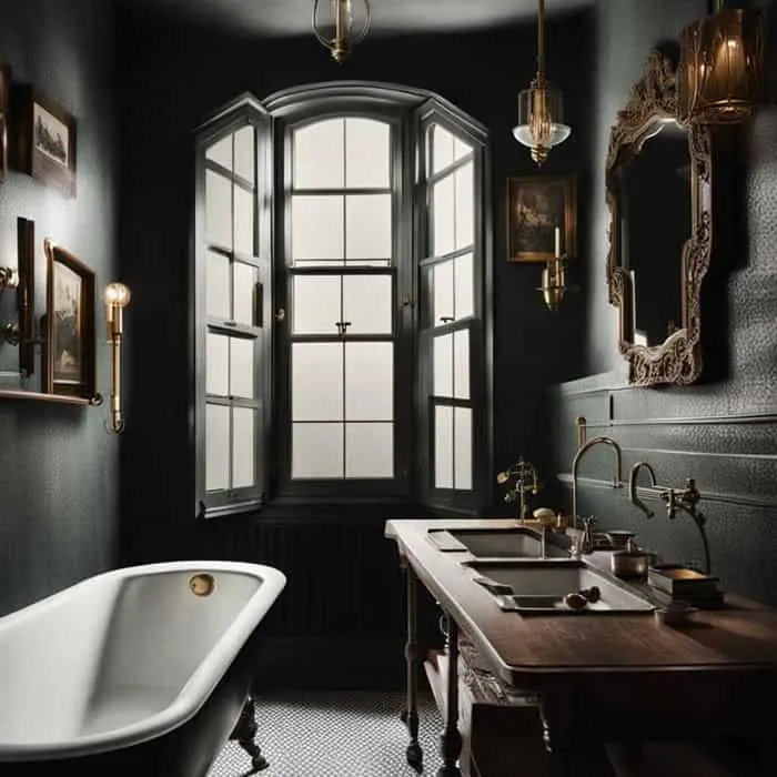gray moody vintage bathroom
