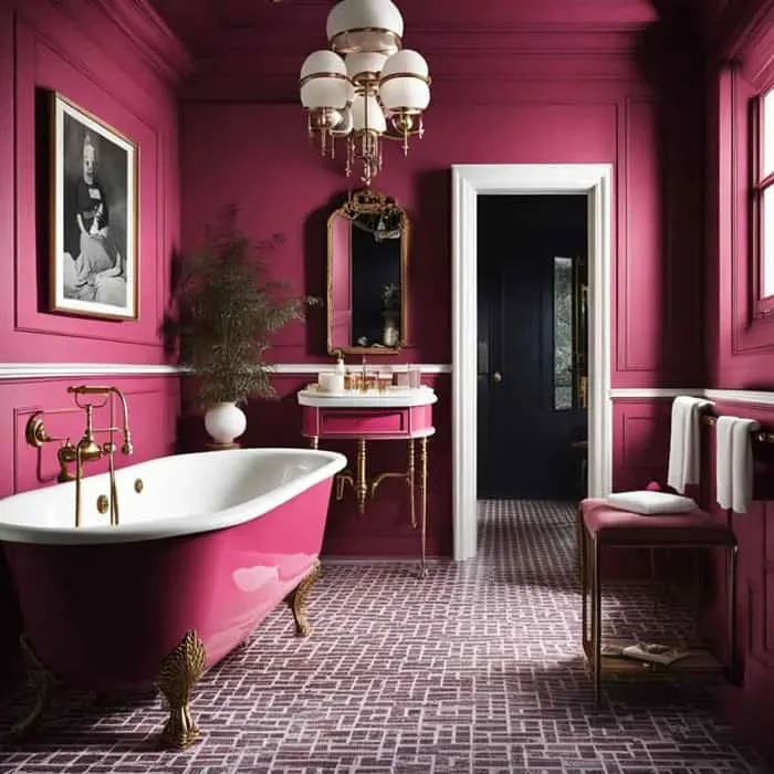 pink moody vintage bathroom