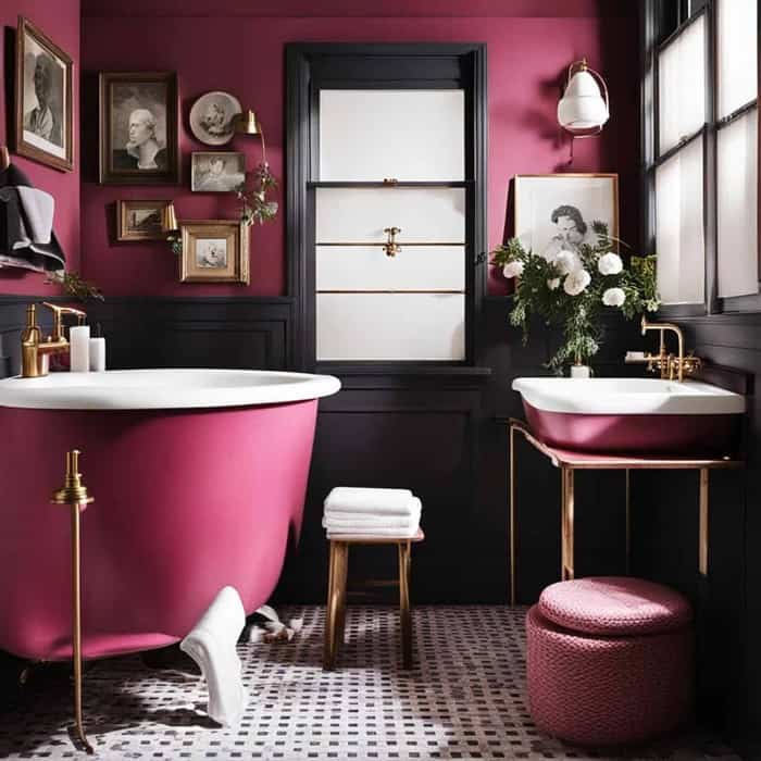 pink and gray moody vintage bathroom