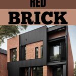 house with brick and black siding - pinterest graphic