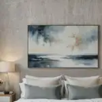 bedroom with artwork over the bed