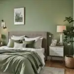 bedroom with green walls and bed