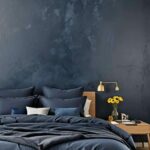 blue bedroom with bed