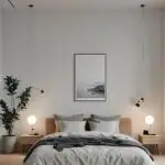large minimalistic bedroom with bed