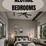 neutral bedroom with bed and neutral decor