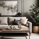 neutral living room with gray walls and couch