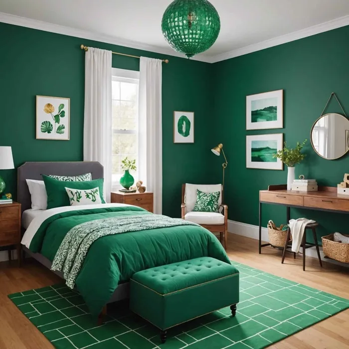 Emerald Green accents in a Kid's Bedroom