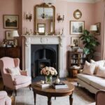 Modern Antique,vintage living room with blush accents, and vintage seating