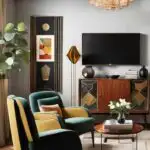 art deco style living room with couches and chairs