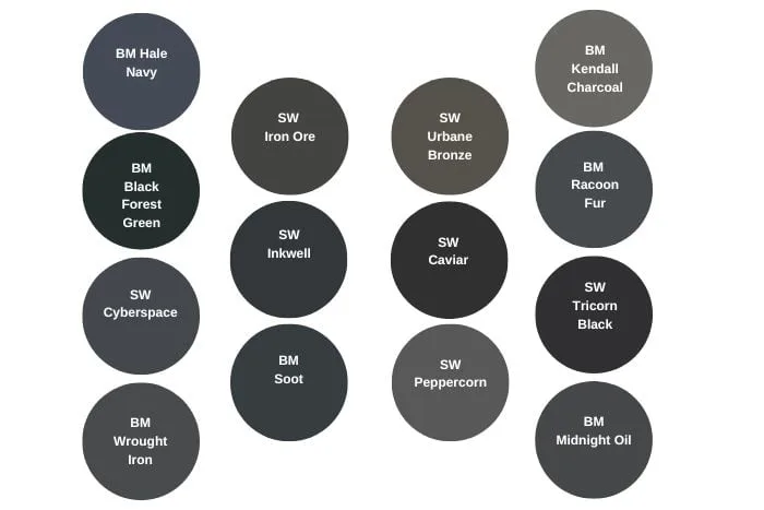 dark and moody paint colors digital swatches