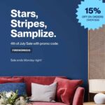 pinterest graphic promoting Samplize peel & stick paint sample fourth of july sale