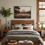 Earthy Bedroom with natural wood furniture