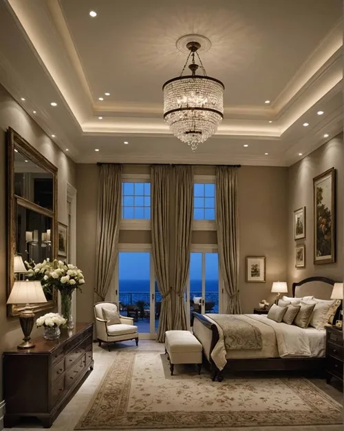  Master Bedroom with high ceilings and dark romantic colors