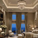 Romantic Master Bedroom with high ceilings and moody colors