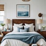 a coastal style bedroom with white walls